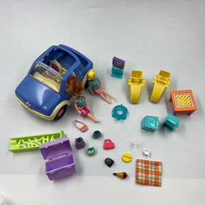 Vintage Lot Polly Pockets Y2K Retro Toys Car Picnic Set Miniature Dolls 2001